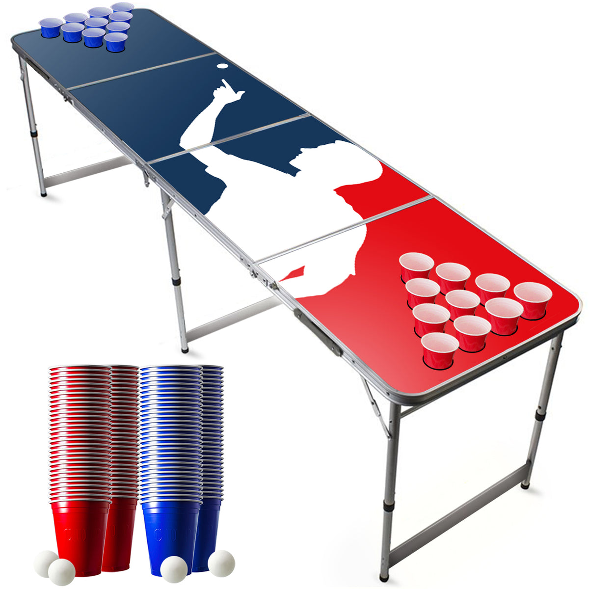 Beer Pong Player Table with Holes + 60 Red Cups