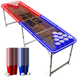 Table de Bière Pong Lumineuse - Table Beer Pong + 60 Red Cups + 60 Blue Cups + 6 Balles