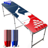 Mesa de Beer Pong - Mesa de Jugador de Beer Pong + 60 Copas Rojas + 60 Copas Azules + 6 Pelotas