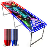 Table de Bière Pong Lumineuse - Table Beer Pong Spotlight + 60 Red Cups + 60 Blue Cups + 6 Balles